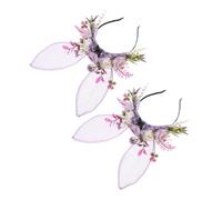 OATIPHO 2 Piezas diadema con orejas de conejo traje de cosplay de animales sombreros de fotografía Linda diadema Tocado de conejita diadema de hadas diadema divertida tela Violeta