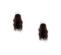 OATIPHO 2 Piezas Gorra Beisbolera Blanca con Peluca Rizada Larga Integrada para Mujer Aspecto Natural Sintética Ligera y Cómoda Protección Solar y Estilo Casual para Actividades al Aire