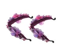 OATIPHO 2 Piezas Pinzas para Tela Forma de Plátano Pinzas Tipo Banana para Mujer Moradas para Sujetar el Cabello Grueso Accesorios Cabello Tipo Banana Flores de Tela