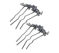 OATIPHO 2 Piezas U-shaped Acetate Hairpins With Bendable Leaf Accents Vintage Metal Hair Forks For Secure Low Bun Updos Comfortable Bridal Hair Accessories For Women And