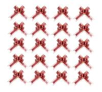 OATIPHO 20 Piezas Encaje de envasado de Color Tirar de Lazos Arco Fiesta Flores para Envolver Adornos de Flores para Tirar del Embalaje Hilo de Nieve Rojo