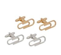 OATIPHO 2pares Gemelos De Cufflinks De Diseño Creativo Forma De Clip De Papel Para Camisas De Negocios Para Bodas Aniversarios y De Navidad