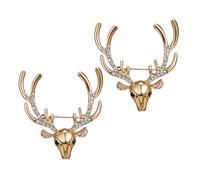 OATIPHO 2piezas Broche de Cabeza de Ciervo de Estilo Vintage Broches de Ciervo con Gemas de Imitación Prendedores de Solapa para Mujer Accesorio de Moda para Ropa para Fiestas de Navidad