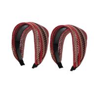 OATIPHO 2piezas Diademas Anchas Retro De Banda Cabello Diadema Trenzada Antideslizante Para Mujeres Accesorios Bohemios Cabello Con Parte Superior Alta