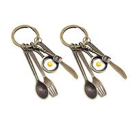 OATIPHO 2piezas Llaveros De Tenedor y Cuchara DiseñO Huevo Forma De Colgante Decorativo Original Para Cumpleaños y Fiestas Unidades