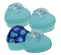 OATIPHO 3 cajas Cajas de Jabón Forma de Rosa Caja Metálica Creativo para Día Madre Flores Perfumadas Azul