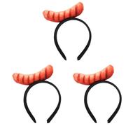 OATIPHO 3 diademas de imitación de alimentos, vístete con una diadema accesorios para el cabello tontos creativos para el maquillaje de perros calientes, tela divertida, costillas de cosplay