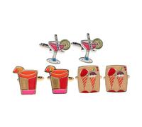 OATIPHO 3 Pares De Gemelos: Gemelos De Moda Para Hombres Y Mujeres - Gemelos De Camisa Únicos Con Temática De Bebidas - Pequeños Gemelos Para Fiestas Y Ropa Informal