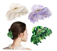 OATIPHO 3 Piezas pinza de hojas francés barretas pequeño chicas productos bollo pinzas de pelo de garra pinzas de pelo de moda clip de accesorio para el cabello de la chica Hoja de acetato