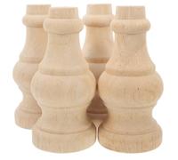 OATIPHO 4 Patas de Madera Maciza para Muebles Patas Redondas de 6X12 CM Juego Vintage para Sofás Mesas y Armarios Diseño Sólido sin Acabado Elevadores Resistentes para Decoración