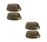 OATIPHO 4 Piezas Air Hostess Beret Cap de Fieltro Acrílico Transpirable Accesorio de Sombrero para Azafata Cómodo y Versátil para Cosplay Uniformes y Fiestas