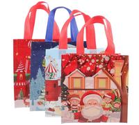 OATIPHO 4 Piezas Bolsas de Obsequio Navideñas de No Tejidas Diseño de Santa Claus y Bolsa para Obsequio de Fiesta de Navidad Color Aleatorio