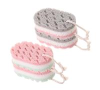 OATIPHO 4 piezas Esponjas Exfoliantes para Ducha Doble Cara Esponjas Corporales Reutilizables Colores Combinados para Limpieza Profunda y Masaje Compacto para Familia