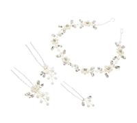 OATIPHO 4 piezas Horquillas Plateadas con Perlas y Diamantes de Imitación para Bodas Especiales