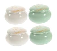 OATIPHO 4 Piezas Mini Tarros de Cerámica para Labios Recipientes de Maquillaje Reutilizables Almacenamiento Compacto para Cosméticos y Polvos
