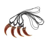 OATIPHO 4piezas Collar De Cuerda Encerada Negra Colgante De Diente De Imitación Ajustable Estilo Vintage Para Fiestas Informales Unisex