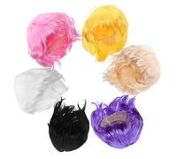 OATIPHO 6piezas Conjunto de Peluca Bob Peluca Sintética Corta Rizada Colorida para Mujeres y Niñas Accesorios de Cosplay para Fiestas Diarias Despedida de Soltera Halloween