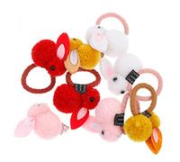 OATIPHO 8 Piezas Coleteros de de Peluche con Lazos Elásticos para Niñas Incluye Blancos Rosa Amarillo y Rojos Accesorios Adorables para Fiesta de Pascua y