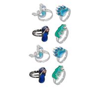 OATIPHO 8piezas Anillo De Estado De Ánimo Ajustable Aleación Para Mujeres Anillo Termocrómico Que Cambia De Color Según Tu Ánimo y Temperatura De Diseño Único Sirena Oso Huella De