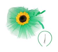 OATIPHO accesorios para el cabello de girasol Malla flores para el cabello de las mujeres tener diadilla Venda sombrero fascinators de las mujeres tocado de flores para mujer Verde