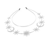 OATIPHO accesorios para el cabello diadema de hadas fuente diademas para mujeres diosa de las mujeres Boda tiaras diadema de estrella para mujer tiara estrella Metal Plata