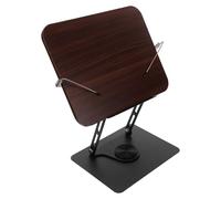 OATIPHO Atril para Libros de Lectura Giratorio 360° Base Metálica Color Nogal Oscuro, Soporte Multifunción para Escritorio y Cocina, Accesorios de Lectura y Porta Recetas Práctico