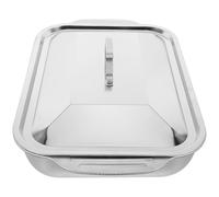 OATIPHO Bandeja de Acero Inoxidable para Hornear y Asar Tapa, Adecuada para Comidas al Aire Libre y Reuniones, Incluye Fondo Plano y Rejilla para Parrilla, Tamaño 41X22X7,5 CM