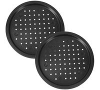 OATIPHO Bandeja para Pizza Antiadherente 2 Piezas de Acero al Carbono 33 Cm Resistente al Calor para Horno Multifuncional Uso Doméstico y Profesional Fácil de Limpiar