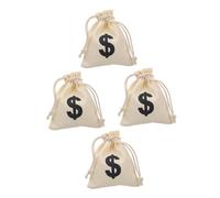 OATIPHO Bolsa de Lona Cordón, Monedero Símbolo de Dinero, 4 Piezas, Diseño de Letras Creativo, para Fiestas y Recreativas, Fácil de Guardar y Llevar