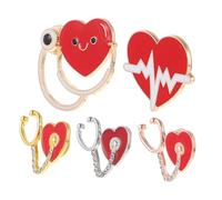 OATIPHO Broche Estetoscopio Corazón, Accesorio Aleación De Zinc, Set 5 Piezas, Para Médicos y Enfermeros, Uso Hospitalario, Tamaño Compacto, Diseño Portátil y Resistente
