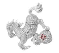 OATIPHO Broche Vintage Caballito con Brillantes Pin Zodiaco Caballo con Bolsa de Dinero Alfiler Elegante para Vestido Chal o Accesorio de Aleación para Mujer