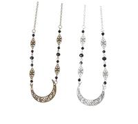 OATIPHO Cadena Cabeza Elegante 2 Pcs Diseño de Luna y Cristales Naturales Accesorio de Cabello para Novias y Fiestas Decoración Cabello de Boda Tocado Vintage