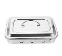 OATIPHO Caja De Esterilización De Acero Inoxidable Plateada Tapa Cuadrada, Bandeja Para Instrumental, Tamaño 9 Pulgadas, Resistente Para Uso Salones De Belleza e Interiores