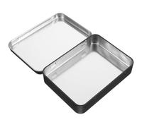 OATIPHO Caja de Hojalata Rectangular con Tapa Abatible Color Negro Caja Metálica Pequeña para Almacenamiento de Cuerda Dulces y Objetos Pequeños Adecuado para Actividades al Aire