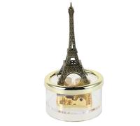 OATIPHO Caja de Música Vintage de Metal con Manivela en Forma de Torre Eiffel Dorada, Ocho Tonos sin Baterías, Decoración Clásica para Escritorio