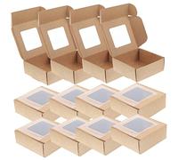 OATIPHO Cajas De Obsequio Cuadradas Caja De Embalaje De Papel Kraft Ventana Transparente Para Joyería Tamaño 7,5x7,5x3 Cm Pack De 20 Unidades