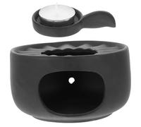 OATIPHO Calentador de Tetera Cerámico Negro Vela, Soporte para Calentar Té y Mantener Temperatura, Accesorio para Ceremonia de Té en Hogar, Oficina y Cafetería