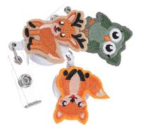 OATIPHO Carrete de Insignia Retráctil Clip Desmontable de Tela Bordada Animal (raposo, Ciervo, Búho), 3 Piezas, Porta Credencial para Enfermera y Personal de Oficina, Accesorio Divertido