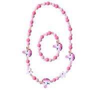 OATIPHO Collares y Pulseras Infantiles De Unicornio Cuentas De Madera y Plástico Chic y Moderno 2unids/set