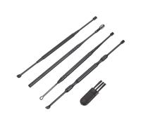 OATIPHO Cucharillas para Limpieza de Oídos Inoxidable Diseño Profesional para Eliminar Cerumen Seco y Graso Mango Antideslizante Ergonómico Kit para Uso Doméstico Adultos Color Negro