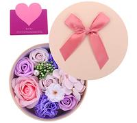 OATIPHO De Flores De Jabón Primero Cajas De Ramo De Flores Del Día De La Madre Decoración De Flores De Jabón Para El Hogar Púrpura Flor De Jabón