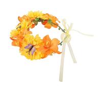OATIPHO Diadema Bohemia de Flores Artificiales Guirnalda de Flores para Cabello en Bodas y Fiestas con Detalles de Mariposas y Verdes