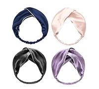 OATIPHO Diadema Cruzada de Seda para Mujer 4 Piezas Accesorios Cabello para Yoga y Ejercicio Diseño de Ala Ancha Cintas de Ducha Transpirables