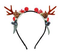OATIPHO Diadema de Asta de Ciervo Navideña Tocado de Astas Navideñas Frutos y Piñas Accesorio Cabello para Fiestas de Navidad y Actuaciones Escolares