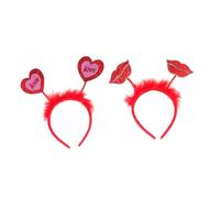 OATIPHO Diadema de San Valentín 2 Piezas Aros en Forma de Corazón Accesorio Cabello de Fiesta Ligera y Flexible Talla Única para Festivales y Carnavales