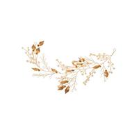 OATIPHO Diadema Nupcial de Perlas Hechas Mano con Cristales Accesorio para Cabello de Mujer para Bodas y Fiestas Adorno y Ligero de Aleación Color Dorado y Transparente