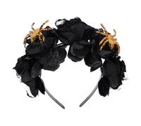 OATIPHO Diadema para Halloween Rosas Negras de Tela Diadema Ligera y Cómoda Araña Dorada Decorativa Accesorio para Fiesta Cosplay y Representación Escénica