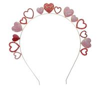 OATIPHO Diadema San Valentín con Corazón y Brillantes Accesorio para Fiesta y Boda Tocado de Pelo Rojo para Mujer Elegante Banda de Cabeza para Eventos y Cumpleaños