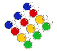 OATIPHO Etiquetas Metálicas Redondas Blancas de 31 MM Anilla 60 Unidades 15 Rojas 15 Amarillas 15 Verdes 15 Azules para Llaves Equipaje y Mascotas Identificadores Reutilizables