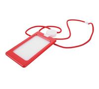OATIPHO Funda para Tarjeta de Identificación con Cordón Ajustable, Tamaño Pequeño, Material Resistente al Desgaste, Color y Rojo, Porta Credencial para Tarjetas de Autobús